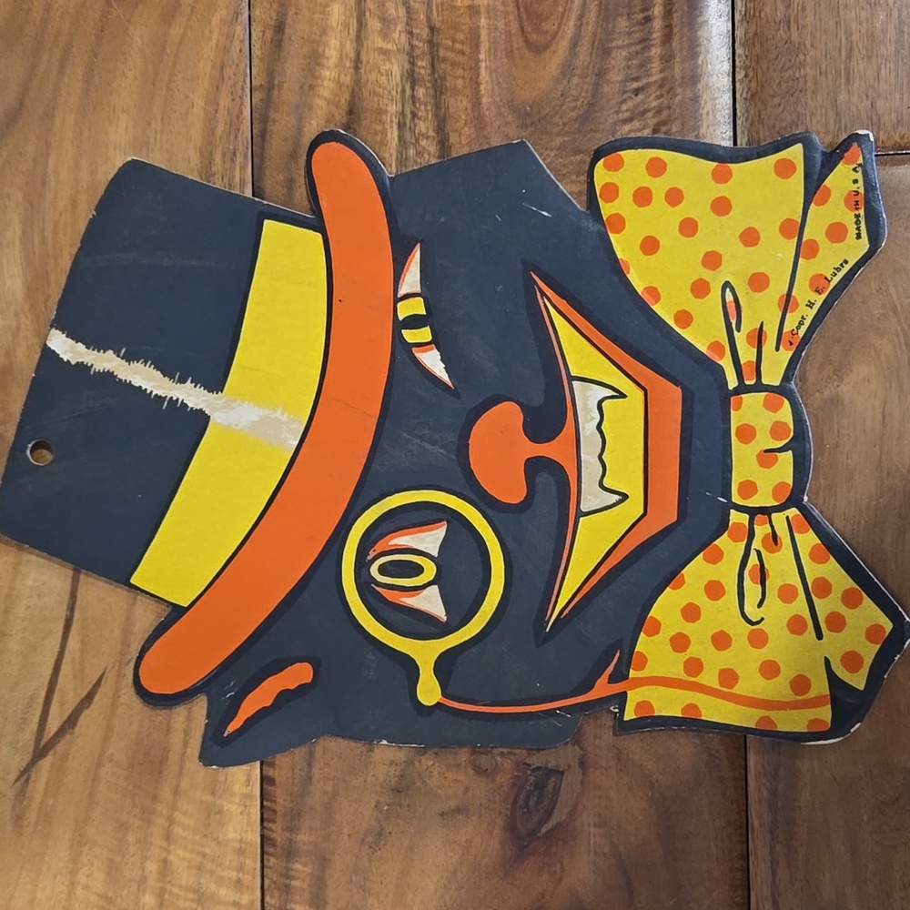 Vintage H.E. Luhrs Die-Cut USA Cardboard Halloween Decor Cat  Witch‎ Pumpkin - Picture 11 of 16